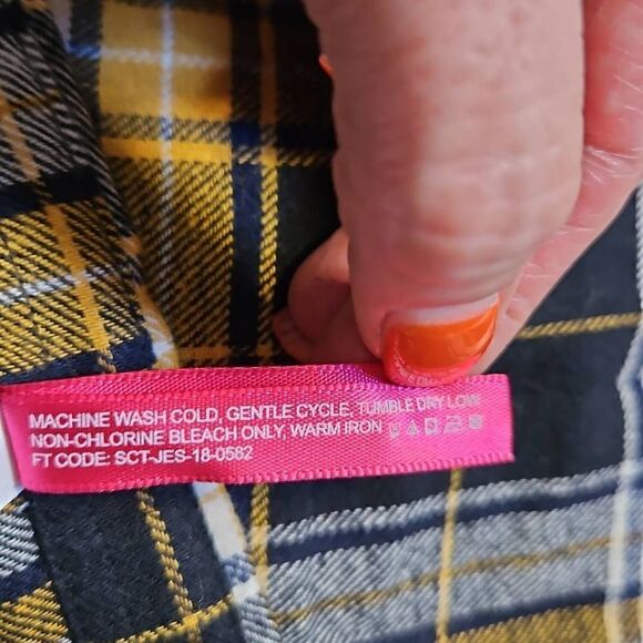 PinkLatte Cutie Patootie Plaid Flannel Button Front Shirt Yellow 10/12 (Girls) - Picture 5 of 6